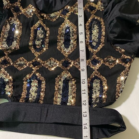 Revolution 10th House Dance Costume 2 piece black sequin BIONIC TH23116 MA adult - Picture 10 of 14